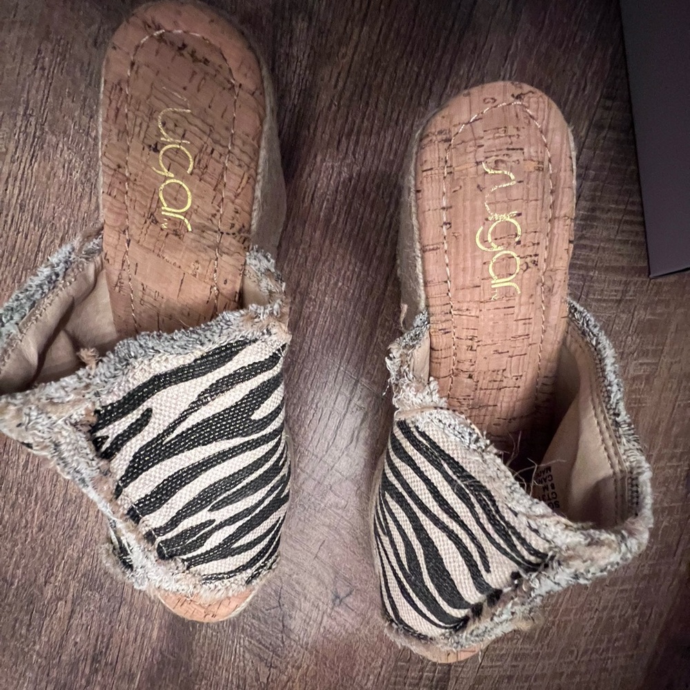 Zebra print platform espadrilles